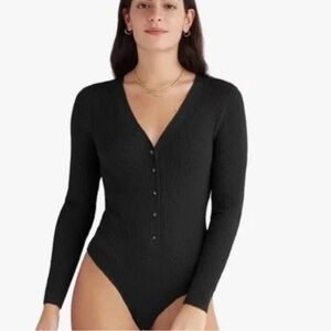 Favorite Daughter Black Long Sleeve Bodysuit